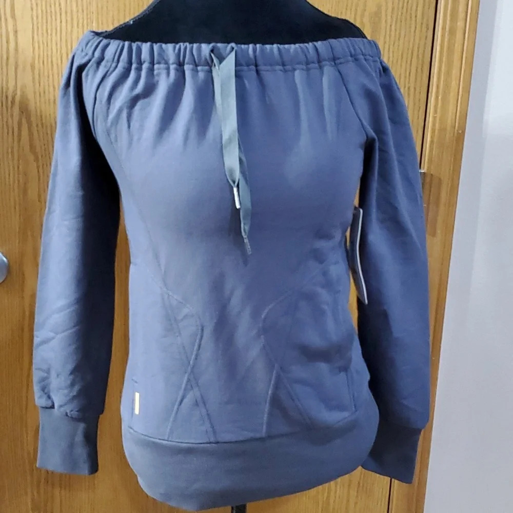 Lolle Gina off shoulder dark grey sweat shirt long sleeve nwt